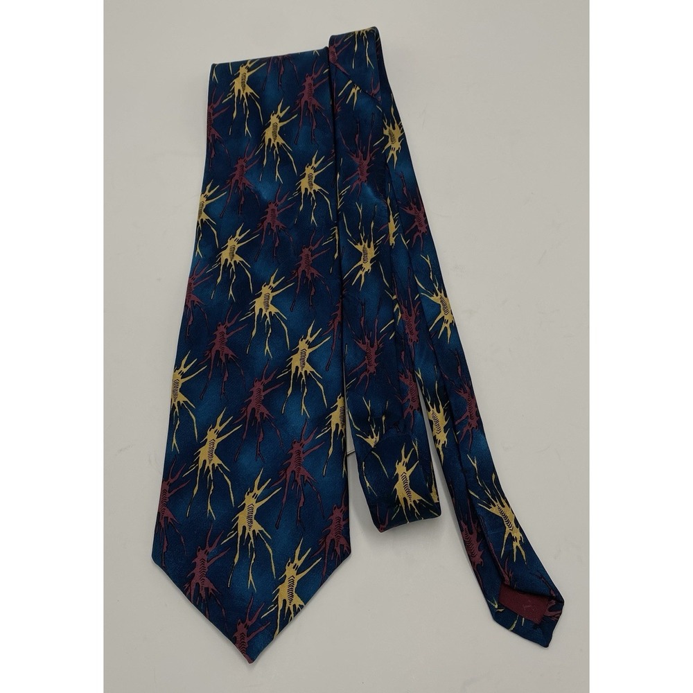 J Garcia Mens Feeding In The Light Neck Tie Blue Yellow Red New